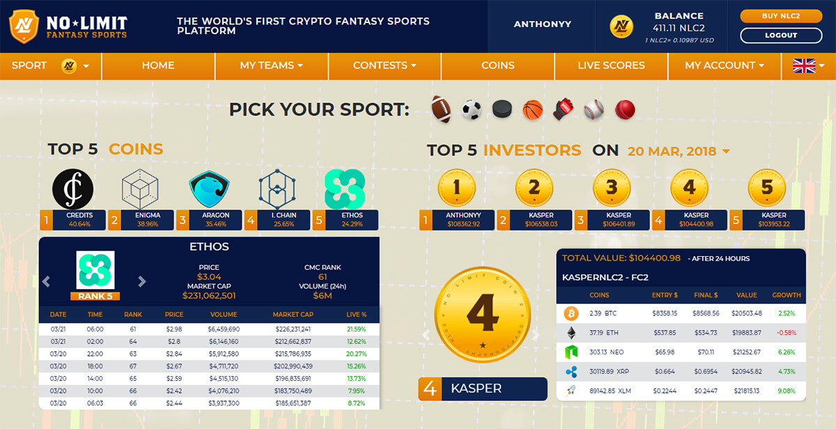 fantasy crypto homepage